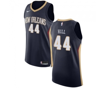 Men's Nike New Orleans Pelicans #44 Solomon Hill Authentic Navy Blue Road NBA Jersey - Icon Edition