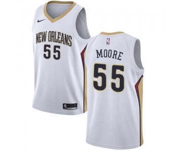 Men's Nike New Orleans Pelicans #55 E'Twaun Moore Swingman White Home NBA Jersey - Association Edition