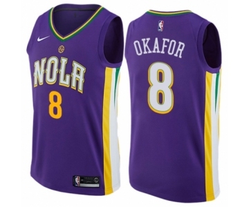 Men's Nike New Orleans Pelicans #8 Jahlil Okafor Authentic Purple NBA Jersey - City Edition