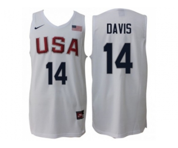 Men Nike Rio 2016 Olympics USA Dream Team #14 Anthony Davis Home White Basketball Jersey