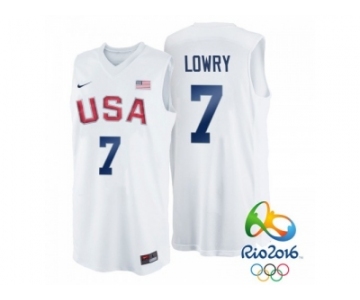 Men's Nike Rio 2016 Olympics USA Dream Team #7 Kyle Lowry White Basketball Jersey