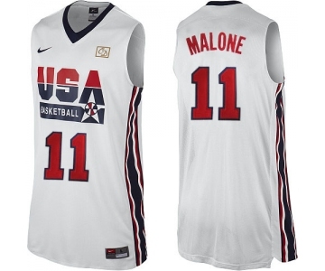 Men's Nike Team USA #11 Karl Malone Swingman White 2012 Olympic Retro Basketball Jersey
