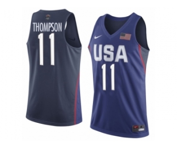 Men's Nike Team USA #11 Klay Thompson Swingman Navy Blue 2016 Olympic Basketball Jersey