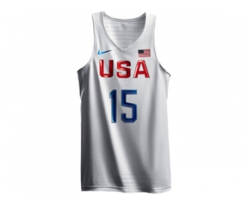 Men's Nike Team USA #15 Carmelo Anthony Authentic White 2016 Olympic Basketball Jersey