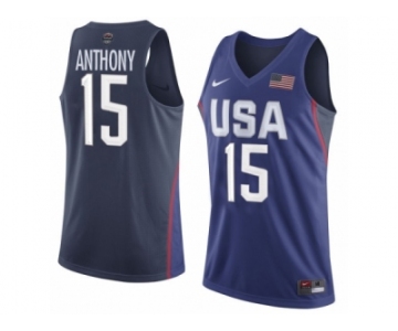 Men's Nike Team USA #15 Carmelo Anthony Swingman Navy Blue 2016 Olympic Basketball Jersey