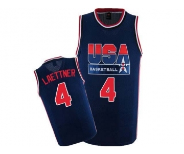 Men's Nike Team USA #4 Christian Laettner Authentic Navy Blue 2012 Olympic Retro Basketball Jersey