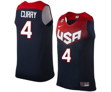 Men's Nike Team USA #4 Stephen Curry Authentic Navy Blue 2014 Dream Team Basketball Jersey