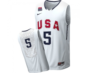 Men's Nike Team USA #5 Kevin Durant Swingman White 2010 World Basketball Tournament Jersey