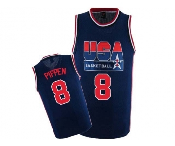 Men's Nike Team USA #8 Scottie Pippen Authentic Navy Blue 2012 Olympic Retro Basketball Jersey