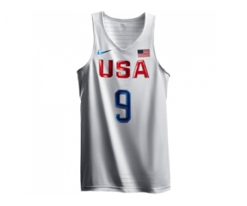 Men's Nike Team USA #9 DeMar DeRozan Authentic White 2016 Olympic Basketball Jersey