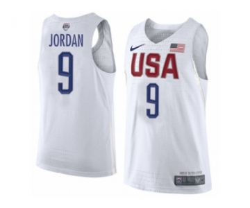 Men's Nike Team USA #9 Michael Jordan Authentic White 2016 Olympics Basketball Jersey