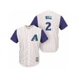 Arizona Diamondbacks #2 Aaron Hill Cream Purple Cooperstown Collection Cool Base Jersey