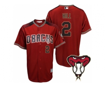 Arizona Diamondbacks #2 Aaron Hill Red Cool Base Alternate Jersey
