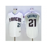 Arizona Diamondbacks #21 Zack Greinke White Capri New Cool Base Stitched Baseball Jersey
