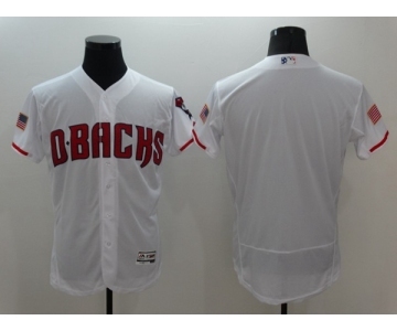 Men Arizona Diamondbacks Blank Majestic White 2016 Independence Day Stars & Stripes Flex Base Team Jersey