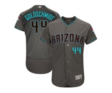 Men's Arizona Diamondbacks #44 Paul Goldschmidt Majestic Gray Turquoise 2017 Flex Base Authentic Jersey