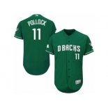 Men's Majestic Arizona Diamondbacks #11 A. J. Pollock Green Celtic Flexbase Authentic Collection MLB Jersey