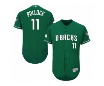 Men's Majestic Arizona Diamondbacks #11 A. J. Pollock Green Celtic Flexbase Authentic Collection MLB Jersey