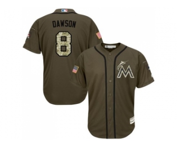 Florida Marlins #8 Andre Dawson Green Salute to Service Stitched Baseball Jersey