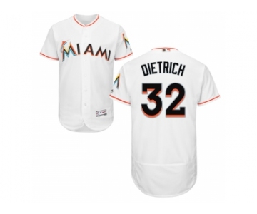 Men Miami Marlins #32 Derek Dietrich White Flexbase Authentic Collection Stitched Baseball Jersey
