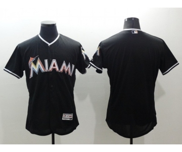 Men Miami Marlins Blank Majestic Black Flexbase Authentic Collection Team Jersey