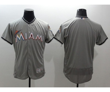 Men Miami Marlins Blank Majestic Gray Flexbase Authentic Collection MLB Jersey