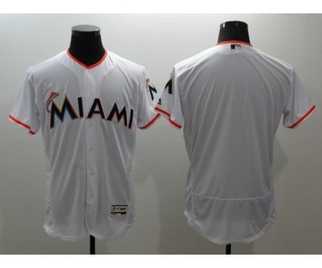 Men Miami Marlins Blank Majestic White Flexbase Authentic Collection MLB Jersey