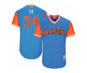 Men's 2017 Little League World Series Marlins #34 Tom Koehler T.K. Blue Jersey