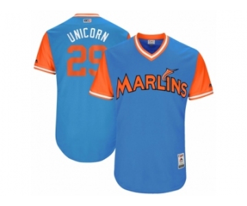 Men's 2017 Little League World Series Marlins Brad Ziegler #29 Unicorn Blue Jersey