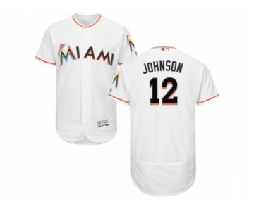 Men's Majestic Miami Marlins #12 Chris Johnson White Flexbase Authentic Collection MLB Jersey