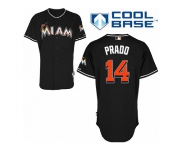 Men's Majestic Miami Marlins #14 Martin Prado Authentic Black Alternate 2 Cool Base MLB Jersey