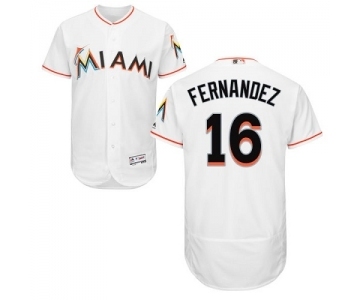 Men's Majestic Miami Marlins #16 Jose Fernandez White Flexbase Authentic Collection MLB Jersey