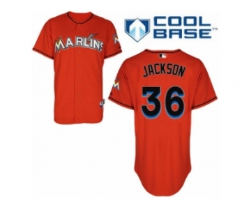 Men's Majestic Miami Marlins #36 Edwin Jackson Authentic Orange Alternate 1 Cool Base MLB Jersey