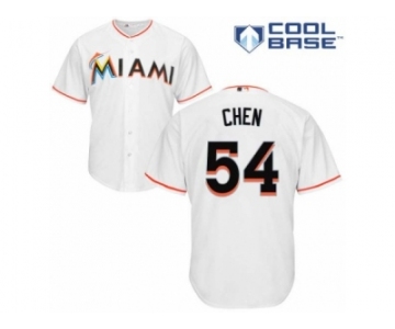 Men's Majestic Miami Marlins #54 Wei-Yin Chen Replica White Home Cool Base MLB Jersey