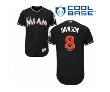 Men's Majestic Miami Marlins #8 Andre Dawson Authentic Black Alternate 2 Cool Base MLB Jersey