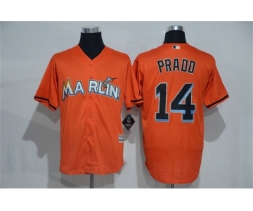 Men's Miami Marlins #14 Martin Prado Majestic Orange Cool Base Player Jersey