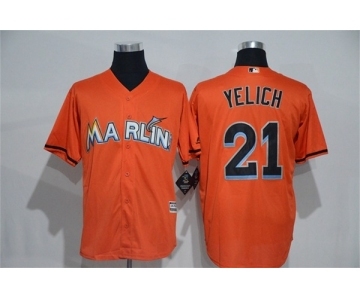 Men's Miami Marlins #21 Christian Yelich Majestic Orange Cool Base Player Jersey