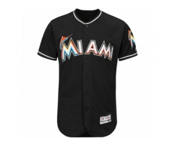 Men's Miami Marlins Majestic Alternate Blank Black Flex Base Authentic Collection Team Jersey