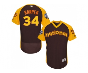 Men's Majestic Washington Nationals #34 Bryce Harper Brown 2016 All-Star National League BP Authentic Collection Flex Base MLB Jersey