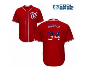 Men's Majestic Washington Nationals #34 Bryce Harper Replica Red USA Flag Fashion MLB Jersey