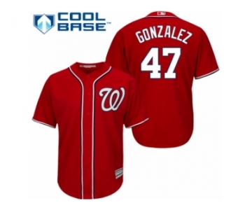 Men's Majestic Washington Nationals #47 Gio Gonzalez Authentic Red Alternate 1 Cool Base MLB Jersey