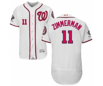 Men's Washington Nationals #11 Ryan Zimmerman White Home Flex Base Authentic Collection 2019 World Series Champions Baseball Jersey