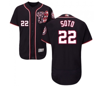 Men's Washington Nationals #22 Juan Soto Navy Blue Alternate Flex Base Authentic Collection Baseball Jersey