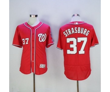 Men's Washington Nationals #37 Stephen Strasburg Majestic Red Flexbase Authentic Collection Player Jersey