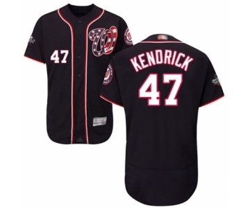 Men's Washington Nationals #47 Howie Kendrick Navy Blue Alternate Flex Base Authentic Collection 2019 World Series Bound Baseball Jersey