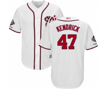 Men's Washington Nationals #47 Howie Kendrick Replica White Home Cool Base 2019 World Series Champions Baseball Jersey