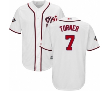 Men's Washington Nationals #7 Trea Turner Replica White Home Cool Base 2019 World Series Bound Baseball Jersey