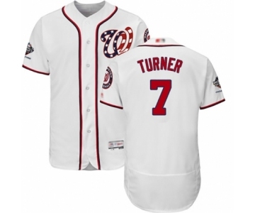 Men's Washington Nationals #7 Trea Turner White Home Flex Base Authentic Collection 2019 World Series Champions Baseball Jersey