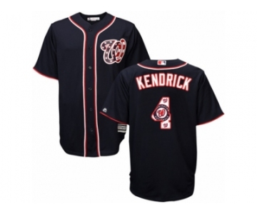 Washington Nationals #4 Howie Kendrick Authentic Navy Blue Team Logo Fashion Cool Base MLB Jersey