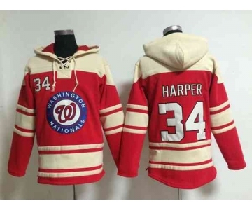 mlb jerseys washington nationals #34 harper red[pullover hooded sweatshirt]